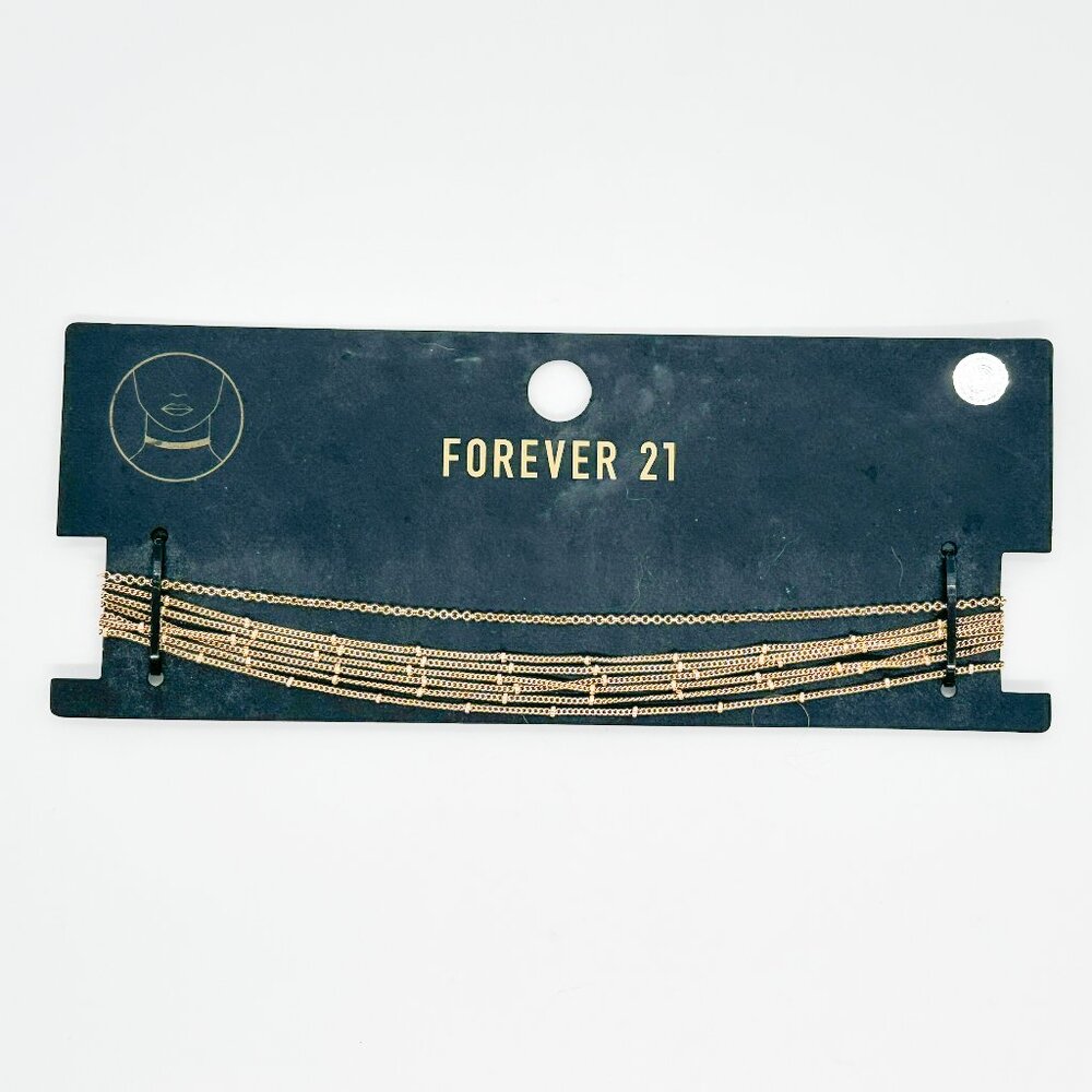 NEW Forever 21 Gold Metal Layered Chain Choker Necklace 90's Boho Festival